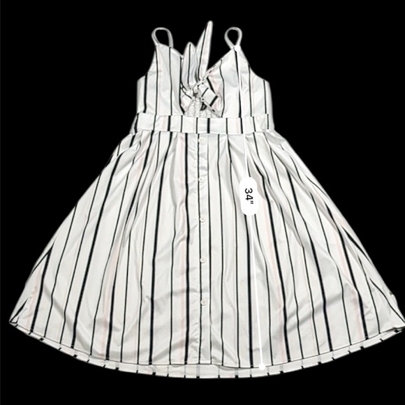 Cupshe Striped Tie-Front Midi Dress with Button-Down Skirt – Size Large - Picture 10 of 14